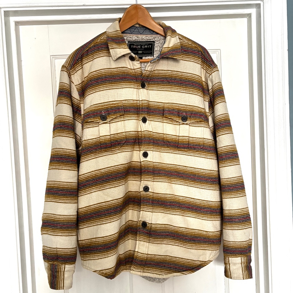 True Grit Men's Cotton Summit Shirt Sherpa Jacket Shacket Size S